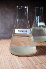 Nitric acid danger acid on chemical factory