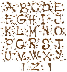 Wet mud alphabet letter isolated on white, clipping path