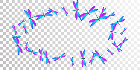 Magic blue purple dragonfly cartoon vector wallpaper. Summer little damselflies. Fancy dragonfly cartoon kids background. Tender wings insects graphic design. Garden beings