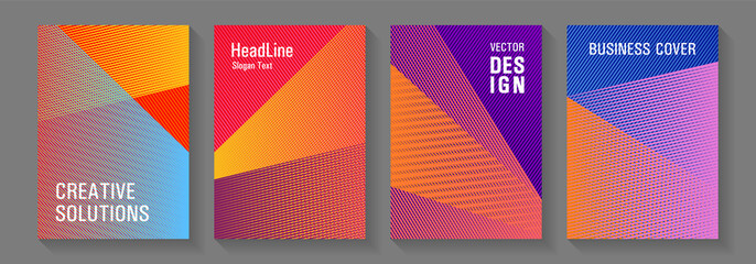 Brochure cover layouts halftone vector set.