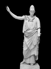 Ancient Greek Roman statue of goddess Athena god of wisdom and the arts historical sculpture...