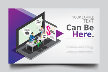 business success modern technology isometric with copy space
