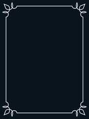 Vector black border frame. Background or book page. Simple rectangular billboard, poster, plaque, signboard, sticker, or label 