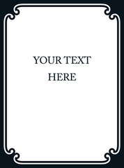 Vector border frame. Background or book page. Simple rectangular billboard, poster, plaque, signboard, sticker, or label 