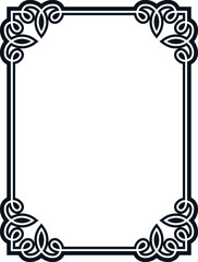Vector black border frame. Background or book page. Simple rectangular billboard, poster, plaque, signboard, sticker, or label 