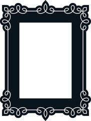Vector black border frame. Background or book page. Simple rectangular billboard, poster, plaque, signboard, sticker, or label 