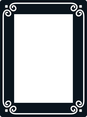 Vector black border frame. Background or book page. Simple rectangular billboard, poster, plaque, signboard, sticker, or label 