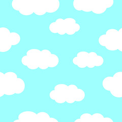 A white cloud pattern on a blue sky background. It is a seamless vector pattern work.