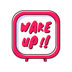 Wake up lettering design with alarm clock