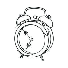Continuous line drawing of classic alarm clock