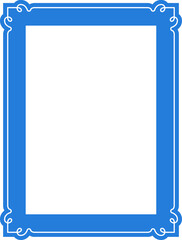 Vector blue photo border frame. Background or book page. Simple rectangular billboard, poster, plaque, signboard, sticker, or label 
