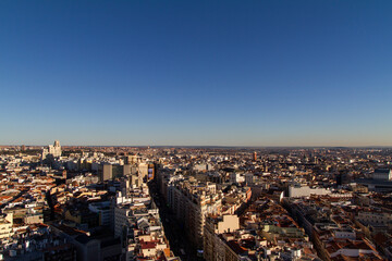 Panoramica, panoramic, paisaje, landscape, vista, view, skyline en la ciudad de Madrid, comunidad autonoma de Madrid, pais de España o Spain