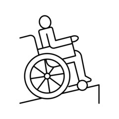 disabled in wheelchair riding line icon vector illustration