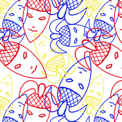 seamless pattern with masks of Arlecin