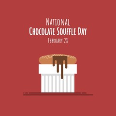 Vector illustration of Chocolate Souffle, French dessert, as banner or poster, National Chocolate Souffle Day.