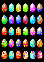 easter eggs on black