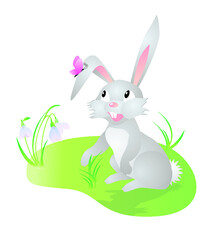 Easter bunny with eggs and butterflies