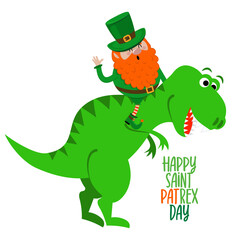 Happy Saint Patrick's (patrex pun) day - funny hand drawn doodle, cartoon dino. Good for Poster or t-shirt textile graphic design. Vector hand drawn illustration. Happy saint Patrick's Day!