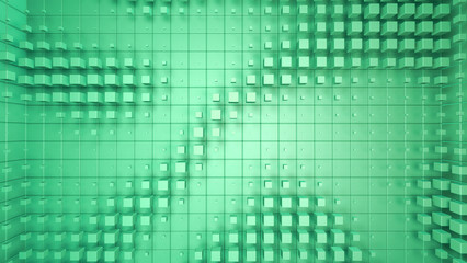 Fototapeta premium Cube Room Wall Tile Grid Abstract Wave colorful graphical 3D illustration background.