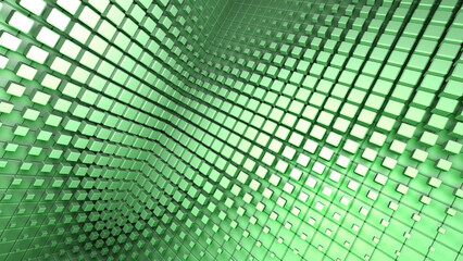 Cube Room Wall Tile Grid Abstract Wave colorful graphical 3D illustration background.