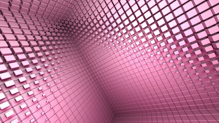 Cube Room Wall Tile Grid Abstract Wave colorful graphical 3D illustration background.