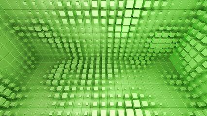 Cube Room Wall Tile Grid Abstract Wave colorful graphical 3D illustration background.