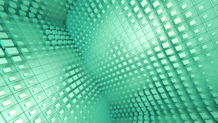 Fototapeta premium Cube Room Wall Tile Grid Abstract Wave colorful graphical 3D illustration background.