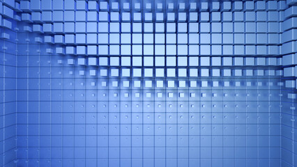 Naklejka premium Cube Room Wall Tile Grid Abstract Wave colorful graphical 3D illustration background.
