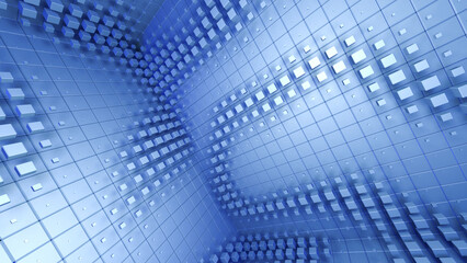 Naklejka premium Cube Room Wall Tile Grid Abstract Wave colorful graphical 3D illustration background.
