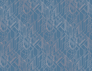Blue art deco geometric seamless pattern