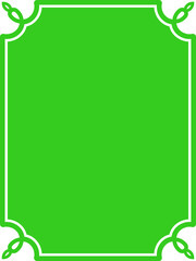 Vector green border frame. Background or book page. Simple rectangular billboard, poster, plaque, card, signboard, sticker, or label 