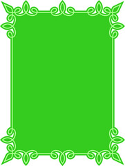 Vector green border frame. Background or book page. Simple rectangular billboard, poster, plaque, card, signboard, sticker, or label 