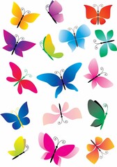 Set of colorful cartoon butterflies