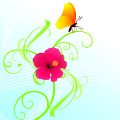 background with butterfly and flower