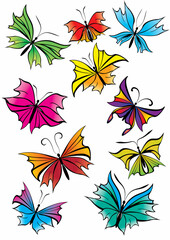 Set of fantasy butterflies