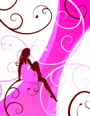 Obraz na płótnie Canvas pink girl wave ornate