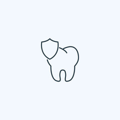 Tooth shield protect line icon. Dental protection teeth