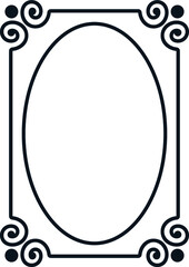 Retro oval photo frame. Vector vintage portrait border 