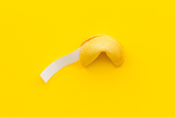 Fortune cookie with empty blank. Chinese New Year background