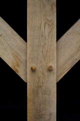 Traditional joinery in wooden architecture -  skilled carpenter work -  connected beam and post in...