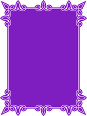 Vector purple pink border frame. Background or book page. Simple rectangular billboard, poster, card, plaque, signboard, sticker, or label
