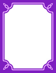 Vector purple pink border frame. Background or book page. Simple rectangular billboard, poster, card, plaque, signboard, sticker, or label