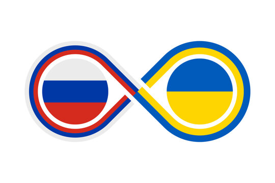 unity concept. harmony icon of russia and ukraine flags. vector illustration isolated on white background	