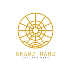 Simple logo sun. Outline concept with white background. Vector illustration template design