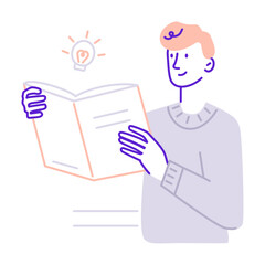 Student looking for ideas in books