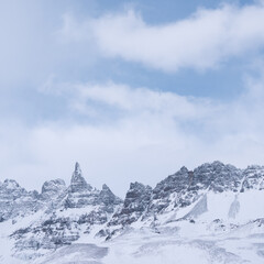 Fototapeta na wymiar Peak of Mt Hraundrangar in winter. Öxnadalur valley, North Iceland.