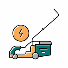electrical lawn mower color icon vector illustration