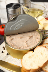 Concept of tasty food with pate, close up