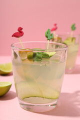 Concept of drink with Jalapeno cocktail, close up
