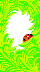 Fototapeta na wymiar ladybird on green abstract background